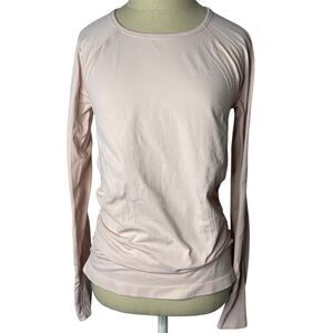 Gaiam Medium Ruffle Sides Stitching Accented Long Sleeve Yoga Top Women’s Pink